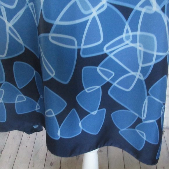 Heesen Italian Silk Scarf Blue Boomerang Design - Picture 8 of 9